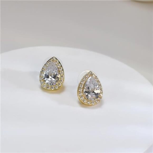 UDYLGOON CZ Tearsdrop Earrings Necklace Bracelet Jewelry Set For Bride - Picture 4 of 7